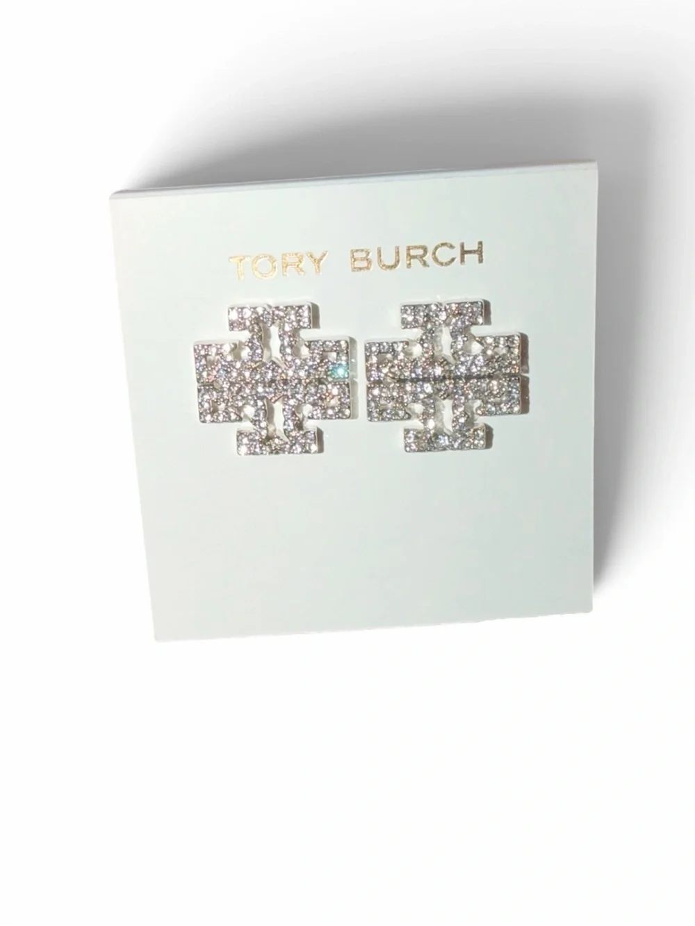New Tory Burch Icon Pavé Stud Earrings Tory silver